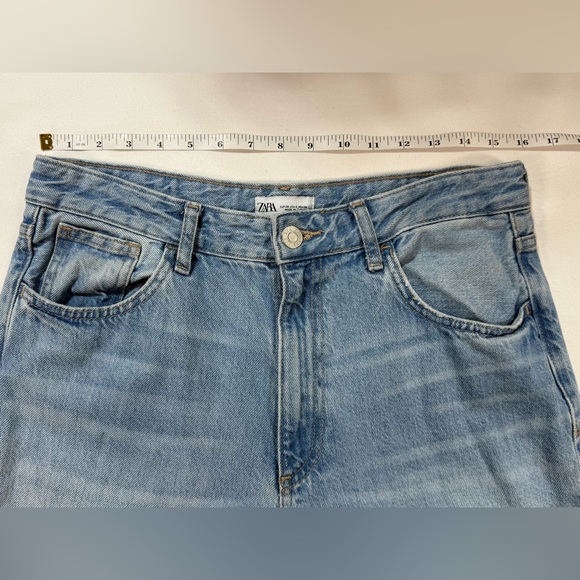 ZARA Women's light wash patchwork wide leg jeans size 6 - Picture 14 of 16